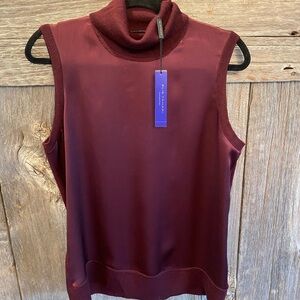 Elie Tahari Maroon Turtleneck Top